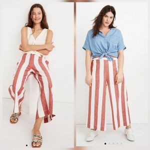 ❤️ MADEWELL HUSTON WIDE LEG CROP PANTS IN BOLD STRIPE, XS